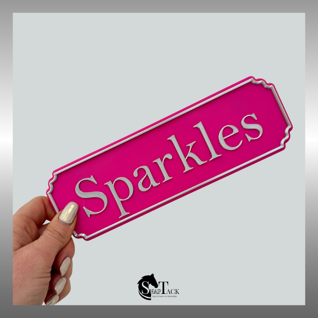 SnapTack Magnetic Door Sign - pink & silver