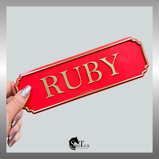 SnapTack Magnetic Door Sign - red & bronze