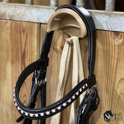 SnapTack magnetic bridle holder with hook for equestrian tack storage - champagne