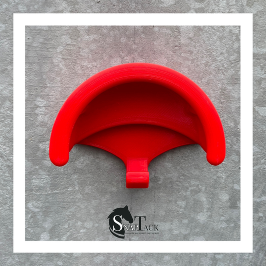 SnapTack magnetic bridle holder with hook for equestrian tack storage - red