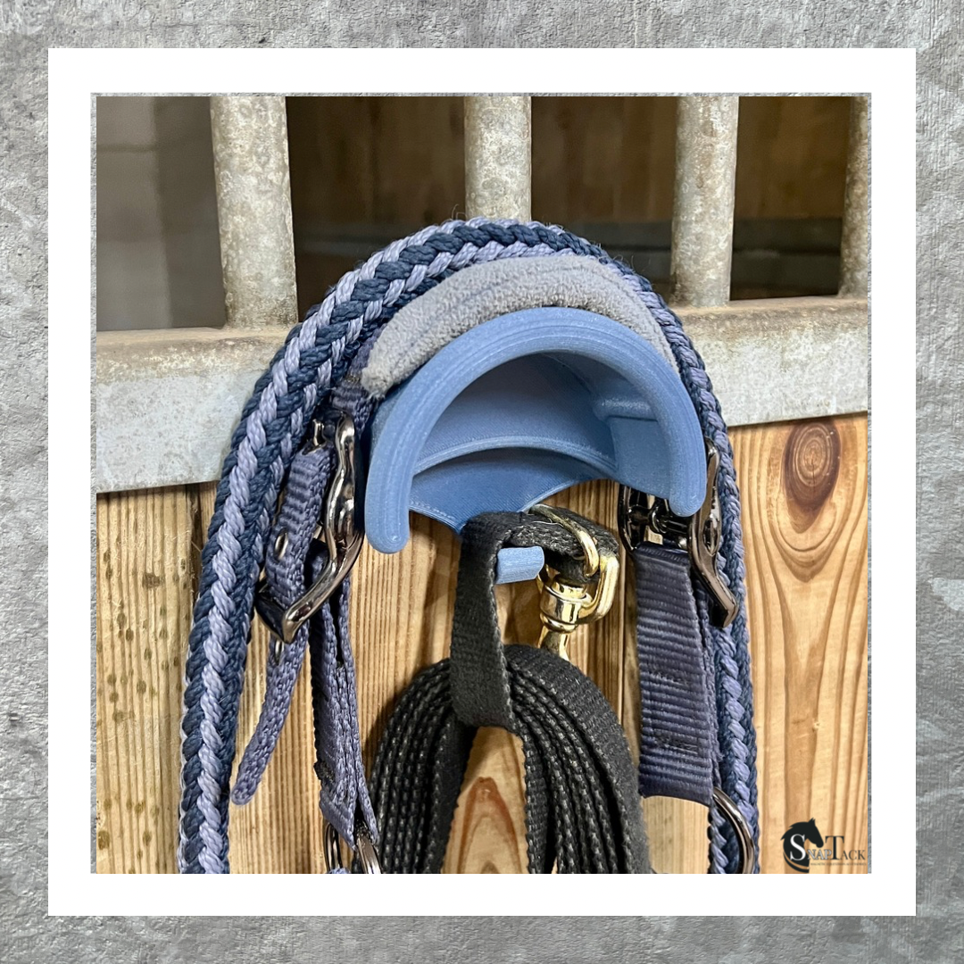 SnapTack magnetic bridle holder with hook for equestrian tack storage - navy
