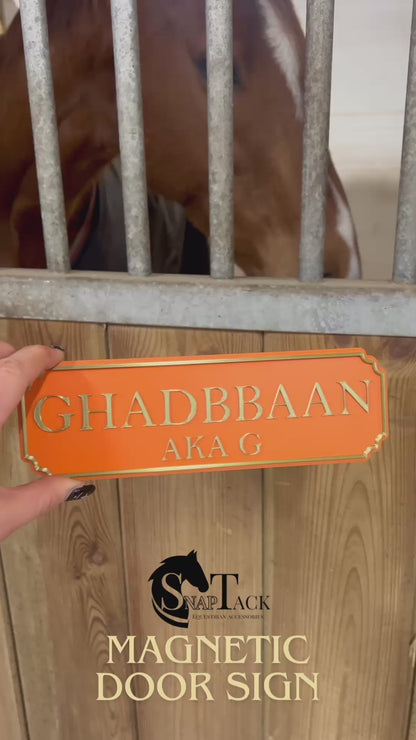 SnapTack Magnetic Door Sign - orange & bronze