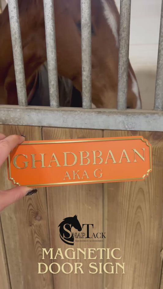 SnapTack magnetic door sign orange and bronze videp