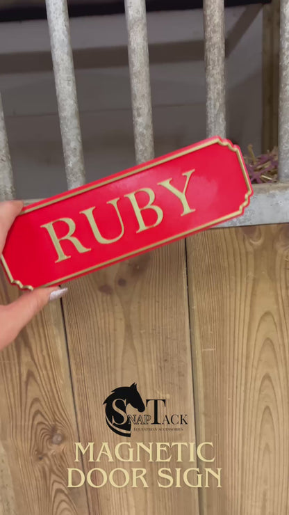 SnapTack Magnetic Door Sign - red & bronze
