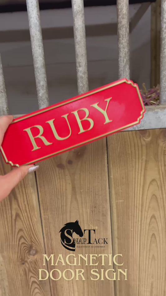 SnapTack Magnetic Door Sign - red & bronze