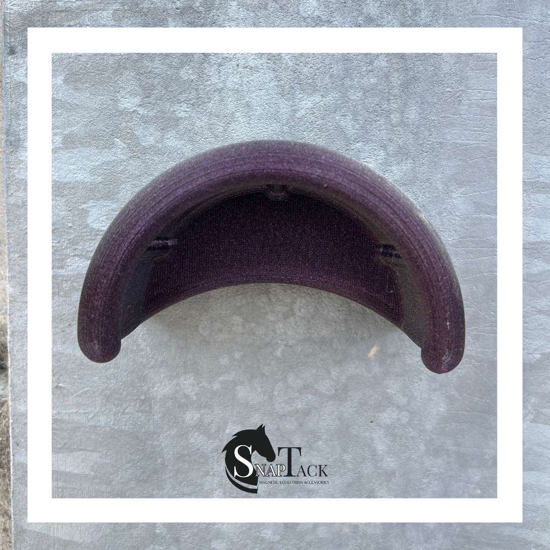 SnapTack magnetic bridle holder for equestrian tack storage - mulberry
