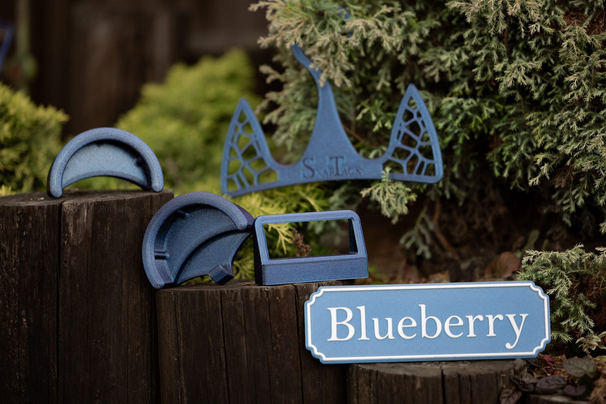 Blue SnapTack set with door sign, bridle hooks and holders
