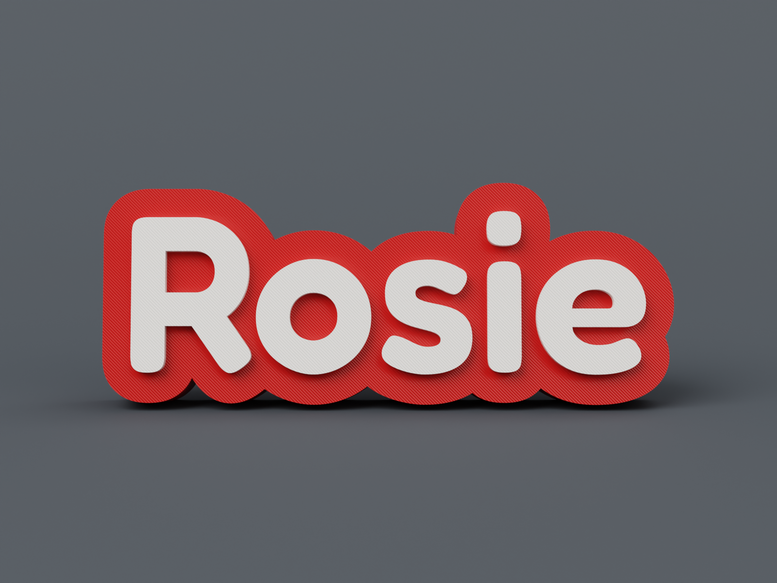 SnapTack personalised name magnet, white letters on a red backing, 3D product render