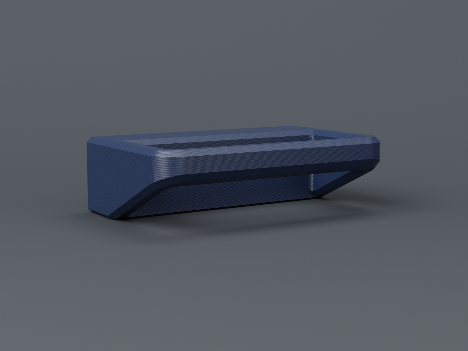 SnapTack magnetic spray bottle holder, 3D product render, navy